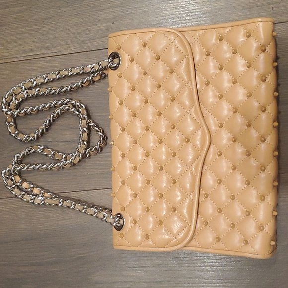 Rebecca Minkoff nude quilted leather spikes medium chain convertible crossbody - Picture 11 of 14